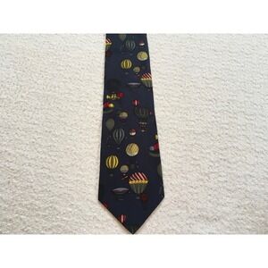 Vasilio Men's Neck Tie Hot Air Balloon Pattern Dark Blue Formal‎